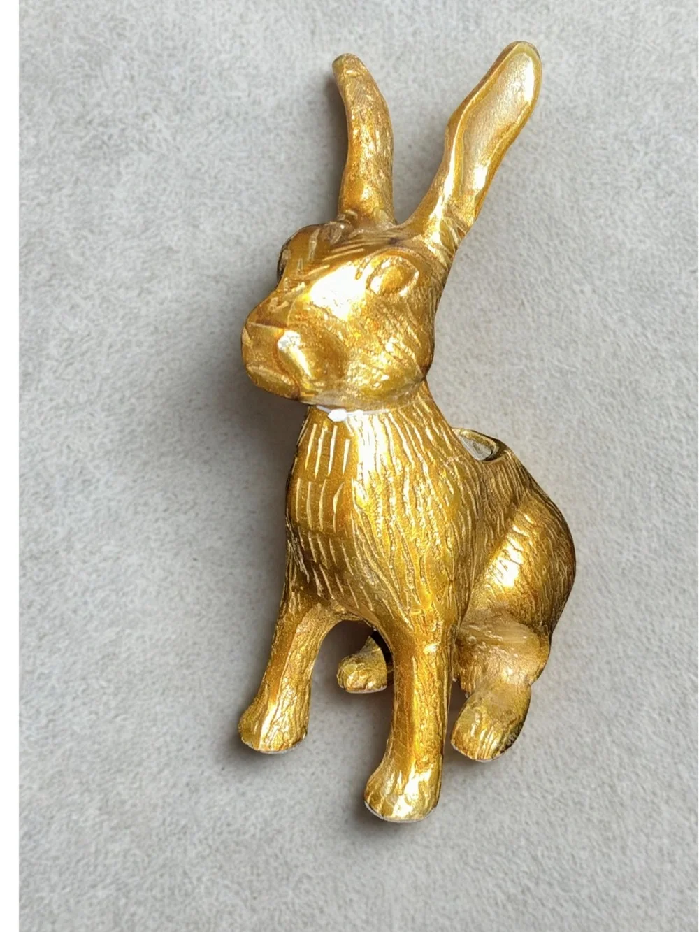 Gold Ceramic Bunny Figurine Planter Decorative Accent
